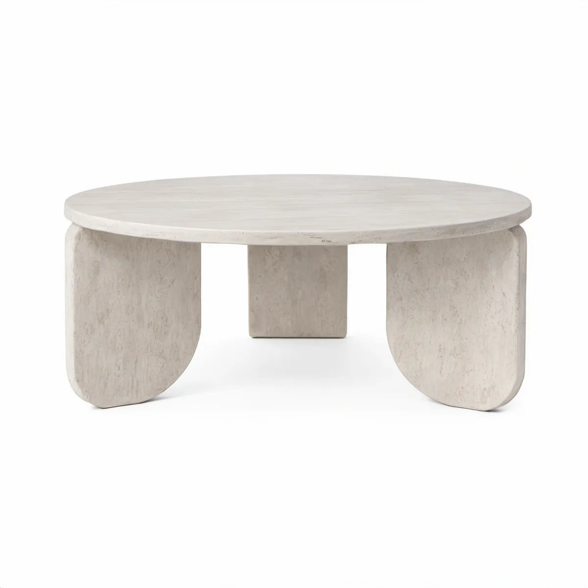 Round Cream White Marble Coffee Table, 47.25 in Diameter x 15.75 in High