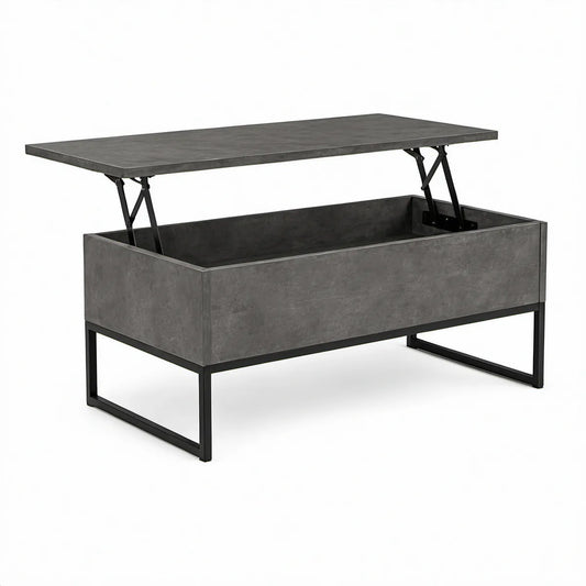 Gray and Black Lift-Top Coffee Table with Hidden Storage, 39.4 x 19.7 x 17.7 in